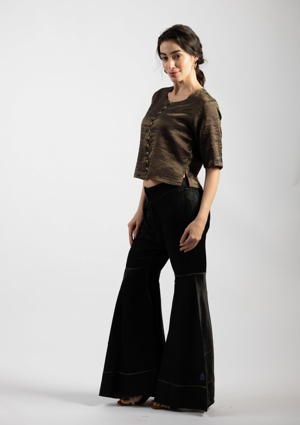 Regal Dusk Chanderi Tissue Top - Size Medium