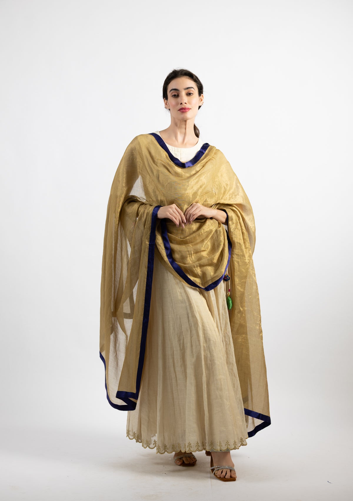 Golden Chanderi Tissue Dupatta