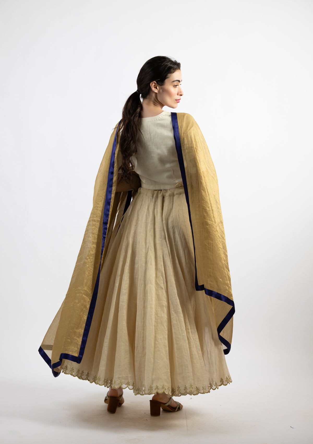 Golden Chanderi Tissue Dupatta