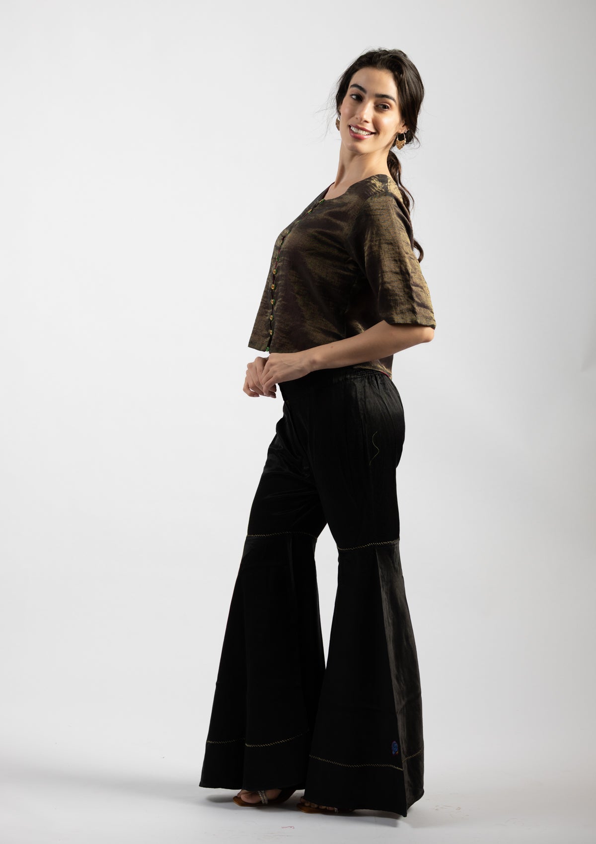 Regal Dusk Chanderi Tissue Top - Size Medium