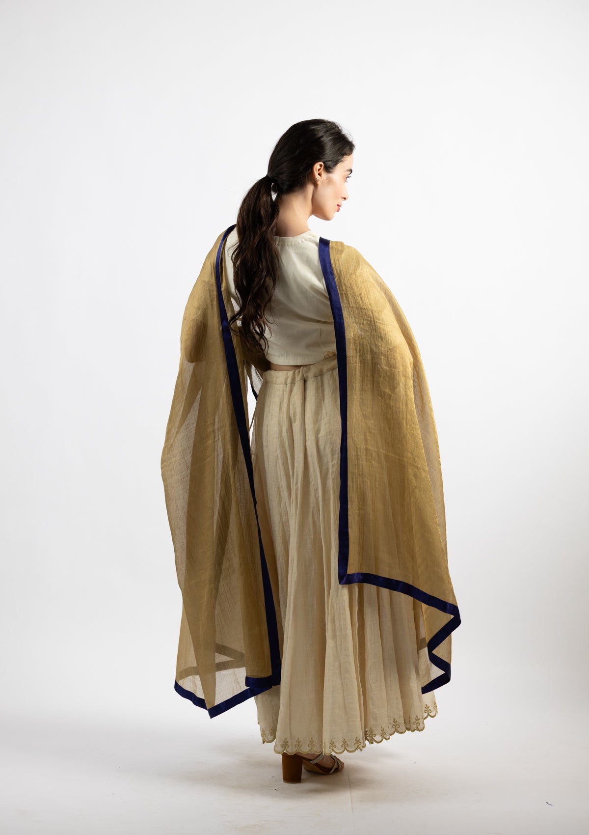 Golden Chanderi Tissue Dupatta