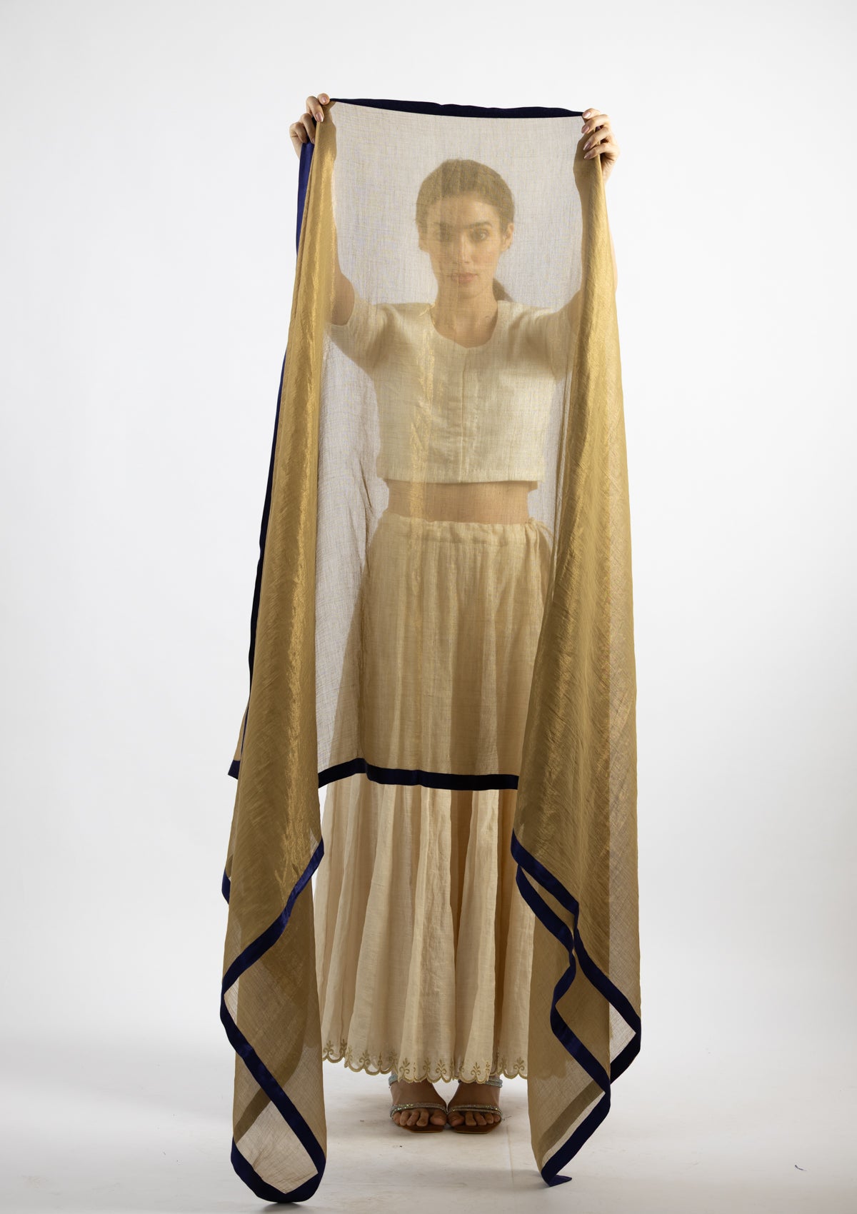 Golden Chanderi Tissue Dupatta