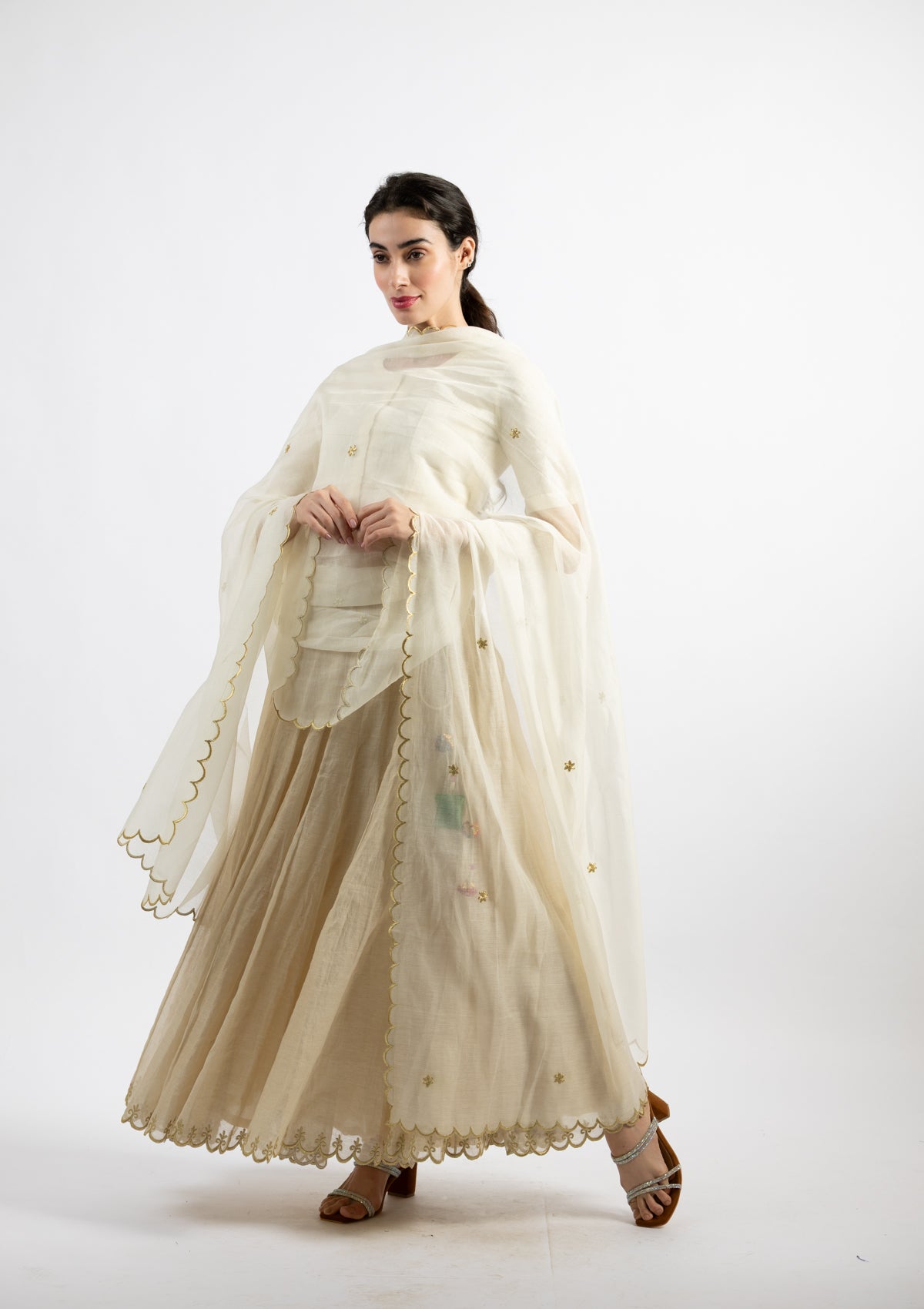 Pearl Chanderi Dupatta with Zari Borders