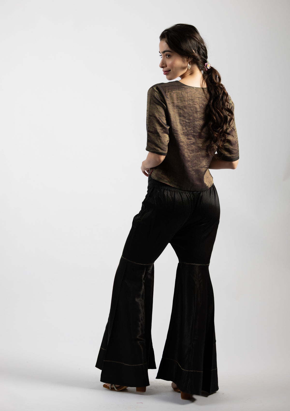 Regal Dusk Chanderi Tissue Top - Size Medium