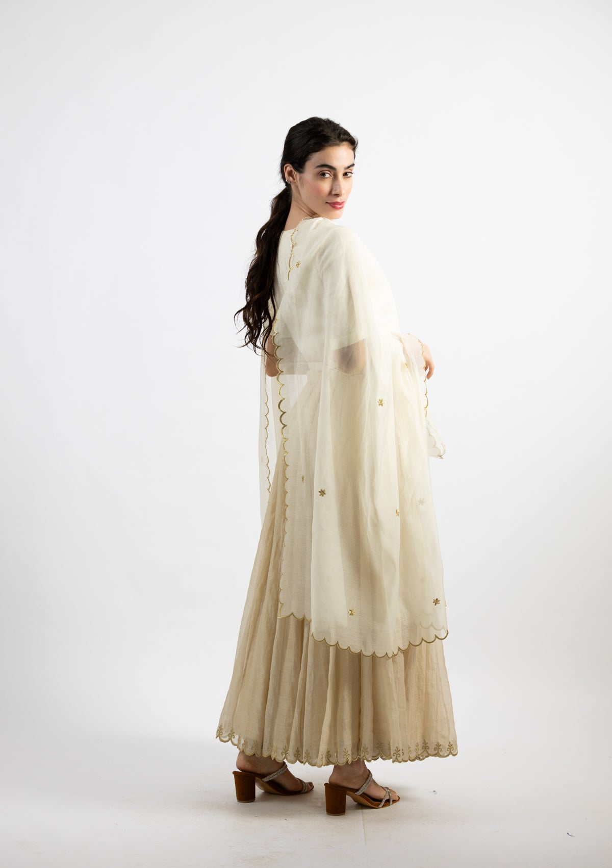 Pearl Chanderi Dupatta with Zari Borders