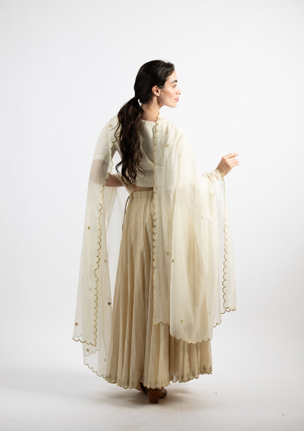 Pearl Chanderi Dupatta with Zari Borders