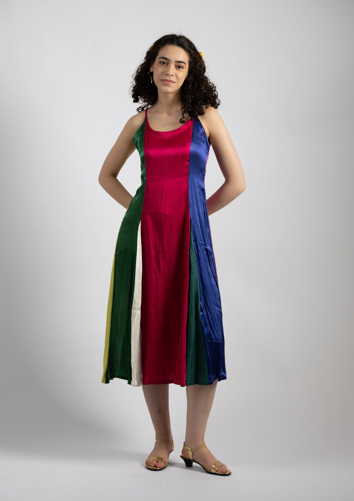 Jestier Multi Color Mashru Dress - Size Medium