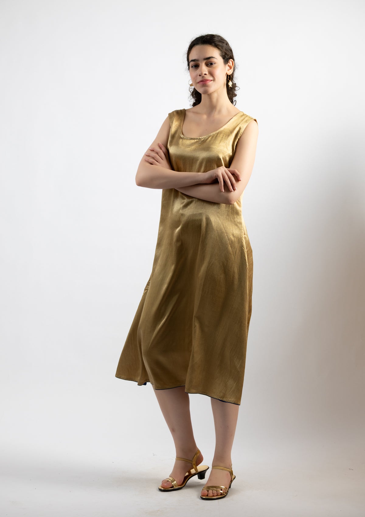 Bronze Mashru Dress - Size Small