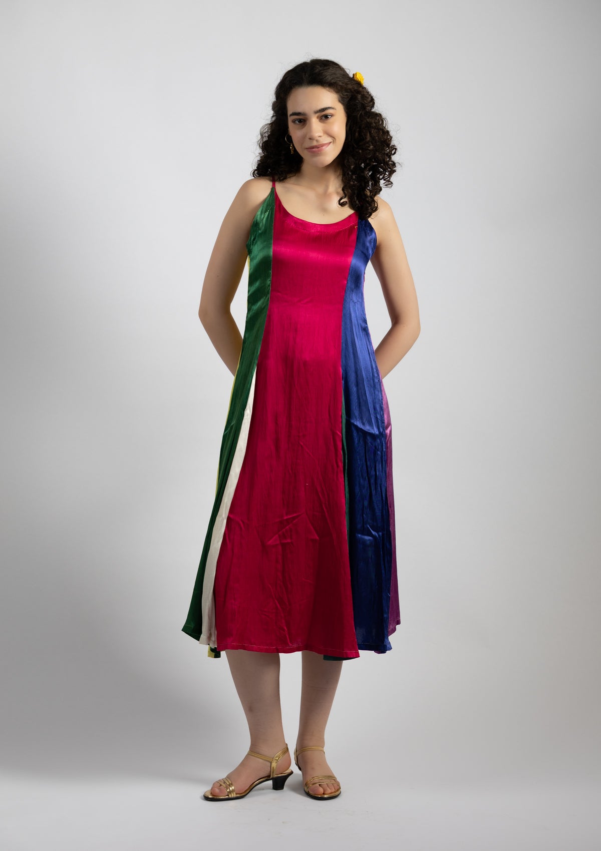 Jestier Multi Color Mashru Dress - Size Medium