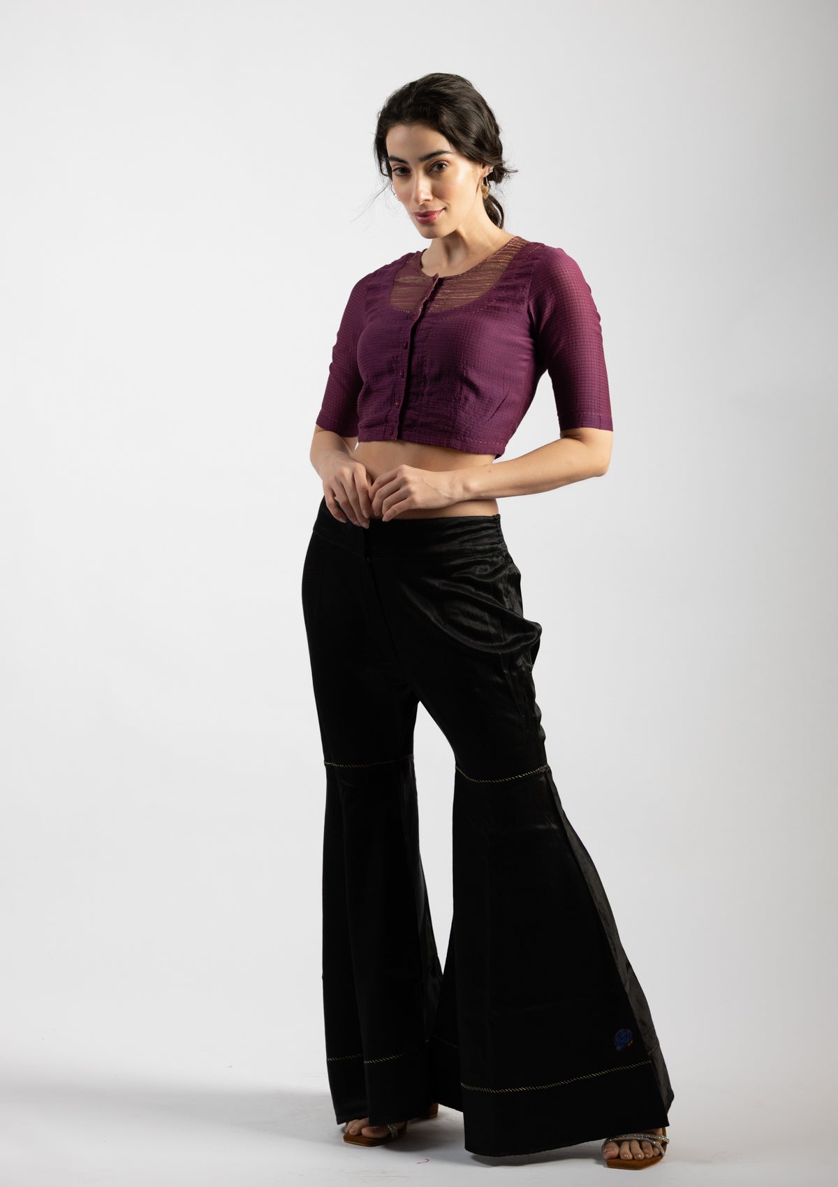 Old Burgundy Chanderi Blouse - Size Extra Small