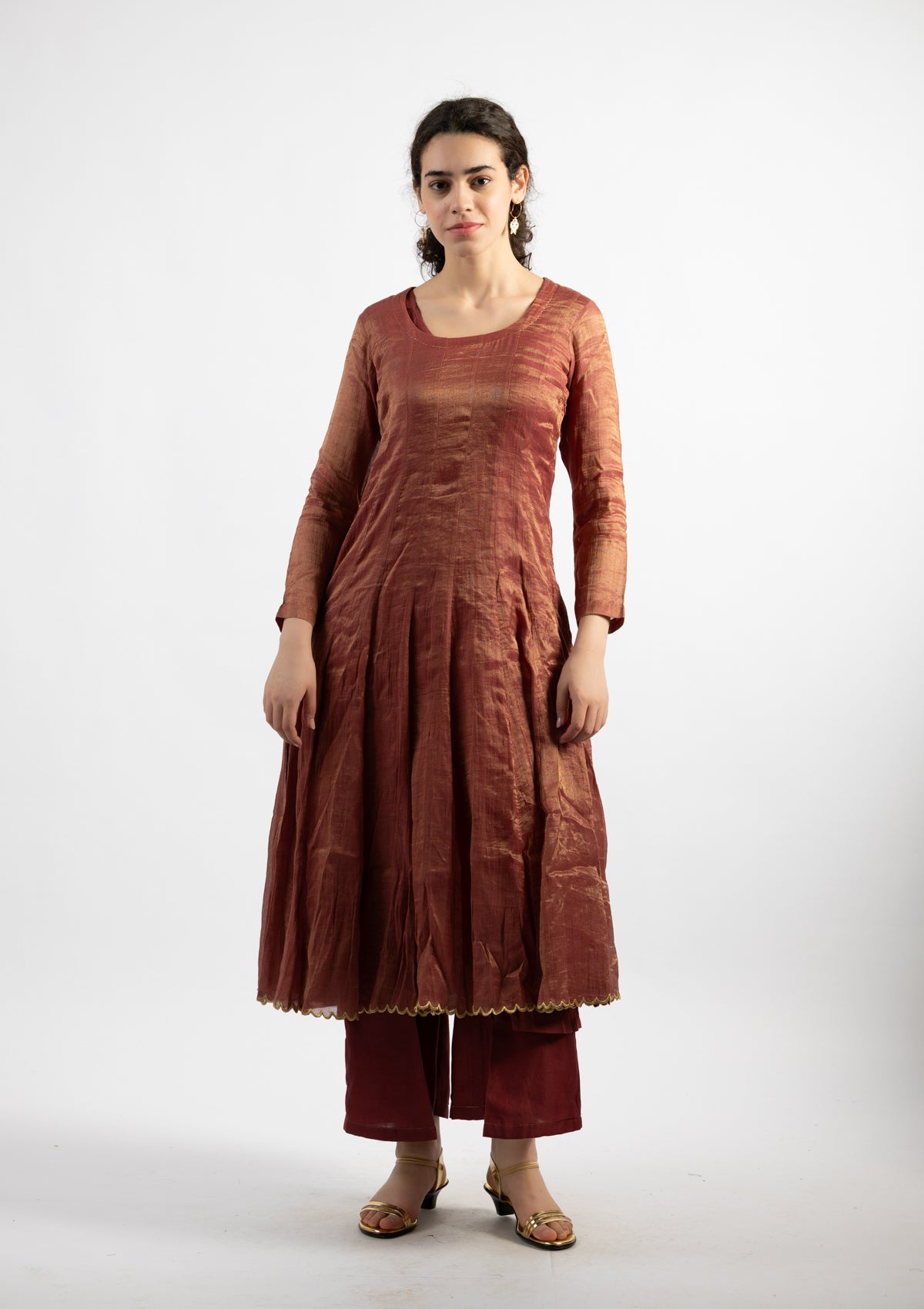 Raga Rust Tissue Kurta - Size Small