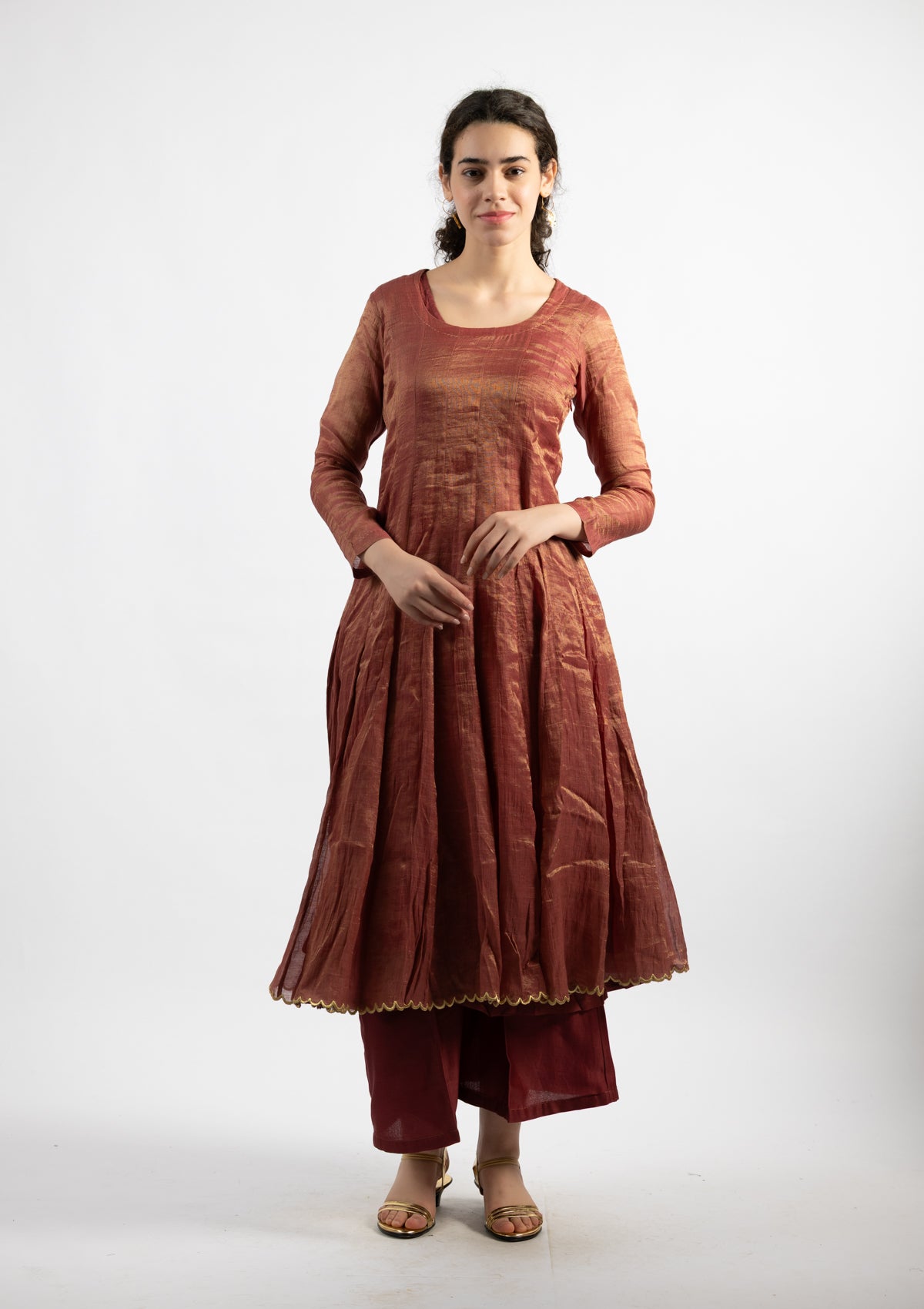 Raga Rust Tissue Kurta - Size Small