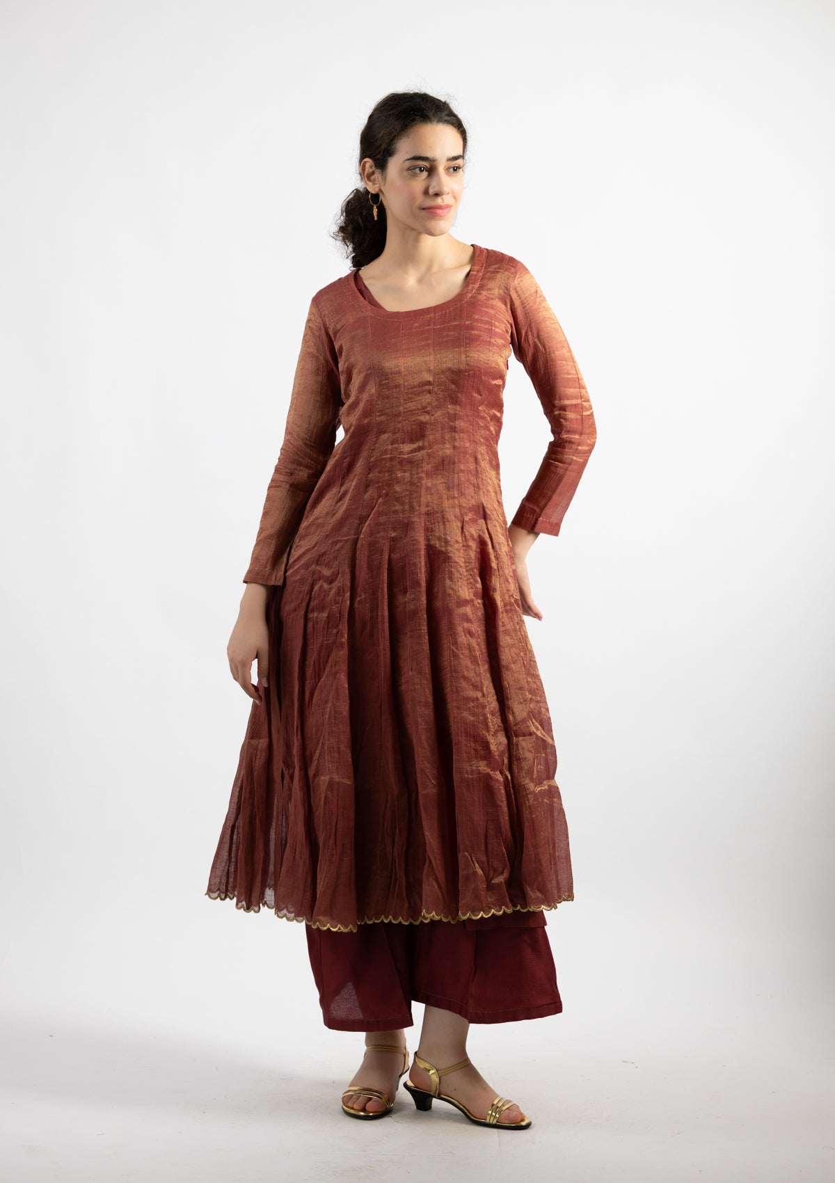 Raga Rust Tissue Kurta - Size Small