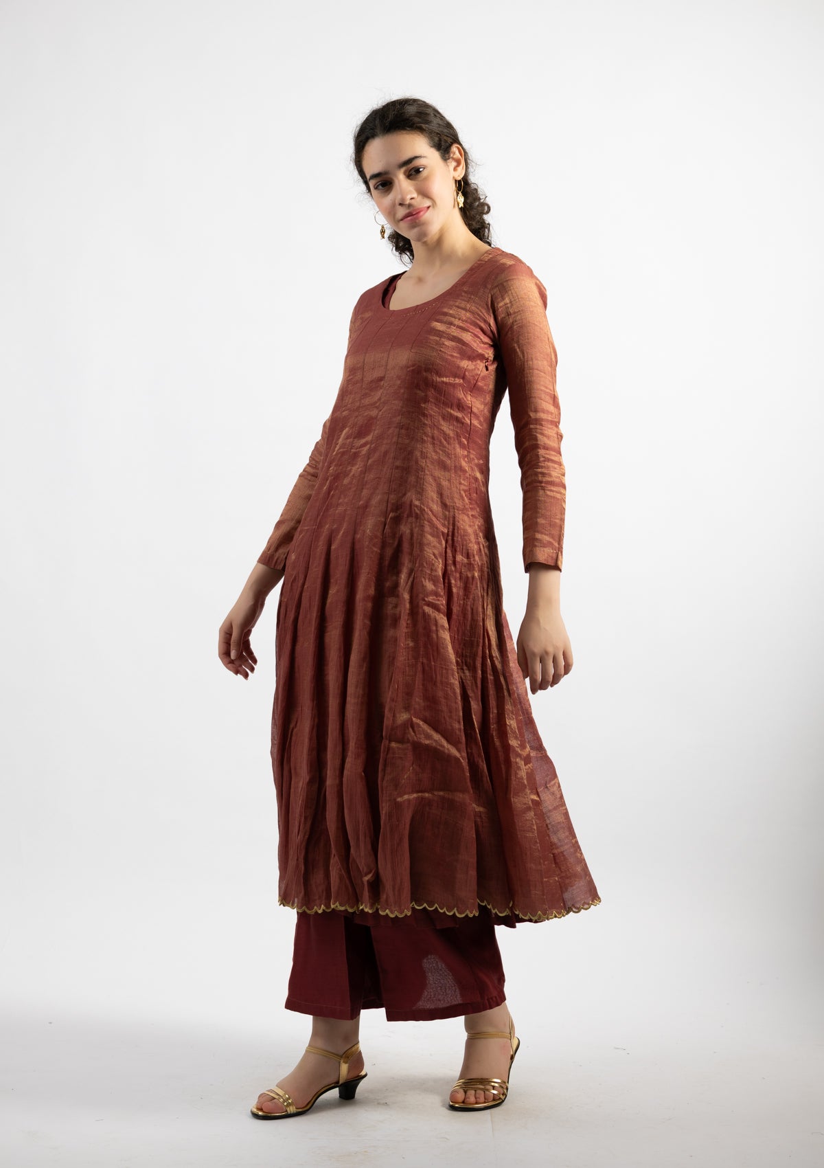 Raga Rust Tissue Kurta - Size Small