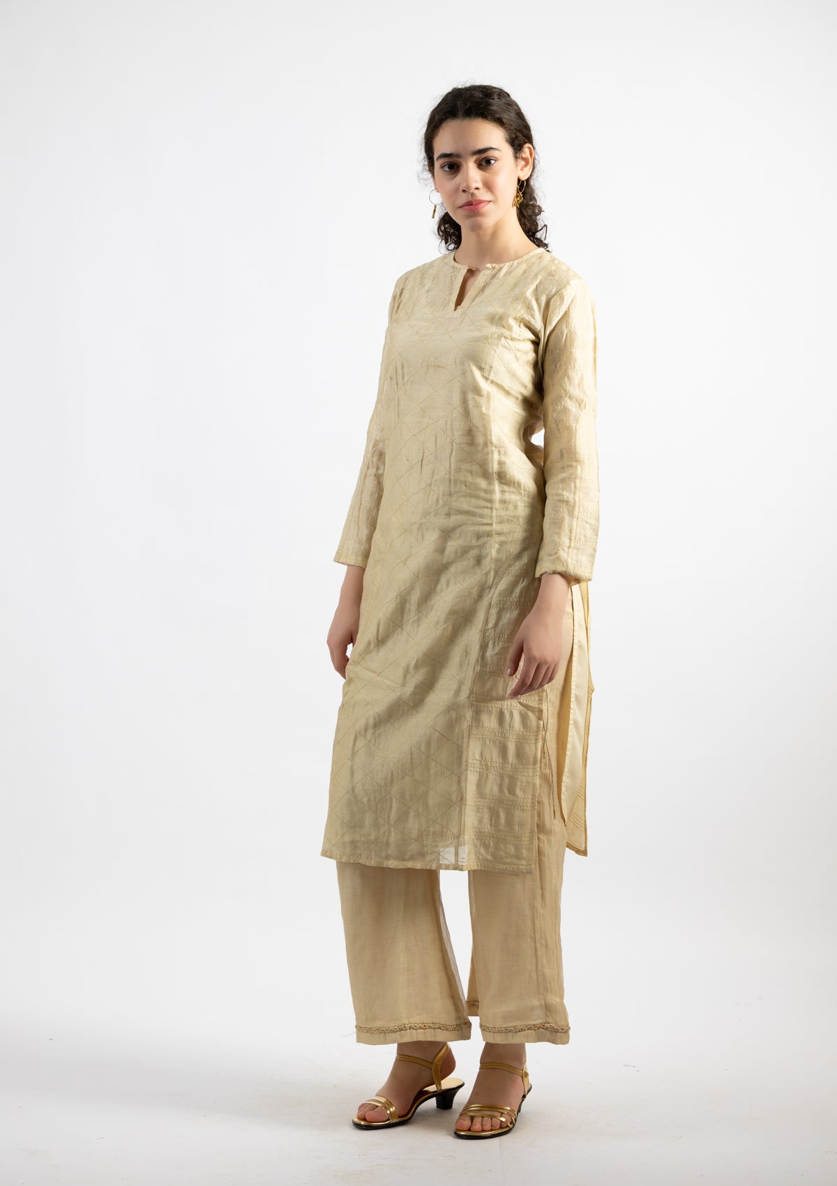 Dreamy Chanderi Kurta Pant Set- Size Small