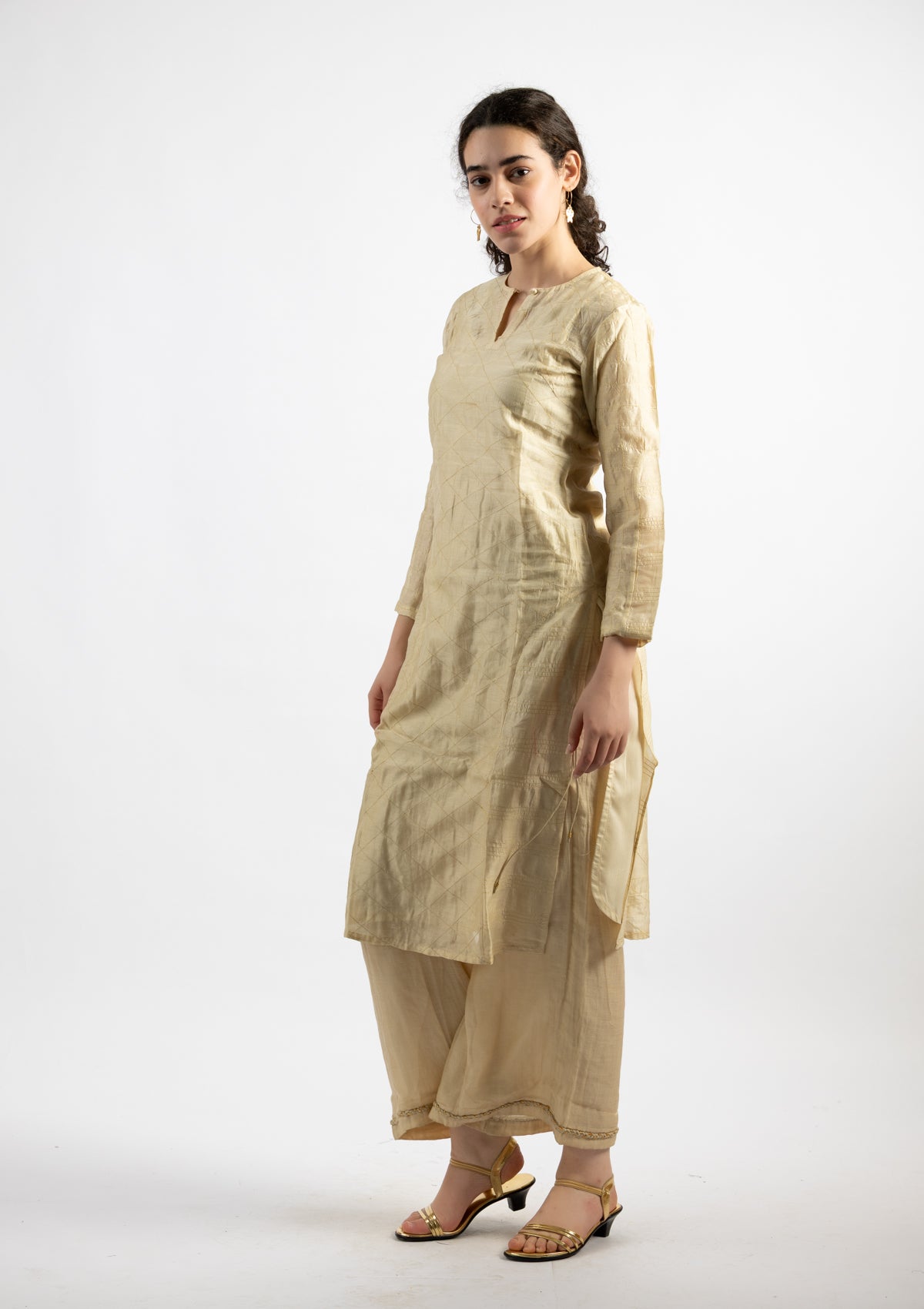 Dreamy Chanderi Kurta Pant Set- Size Small