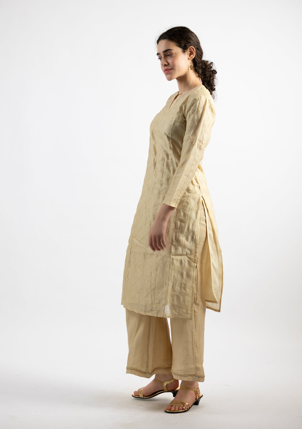 Dreamy Chanderi Kurta Pant Set- Size Small