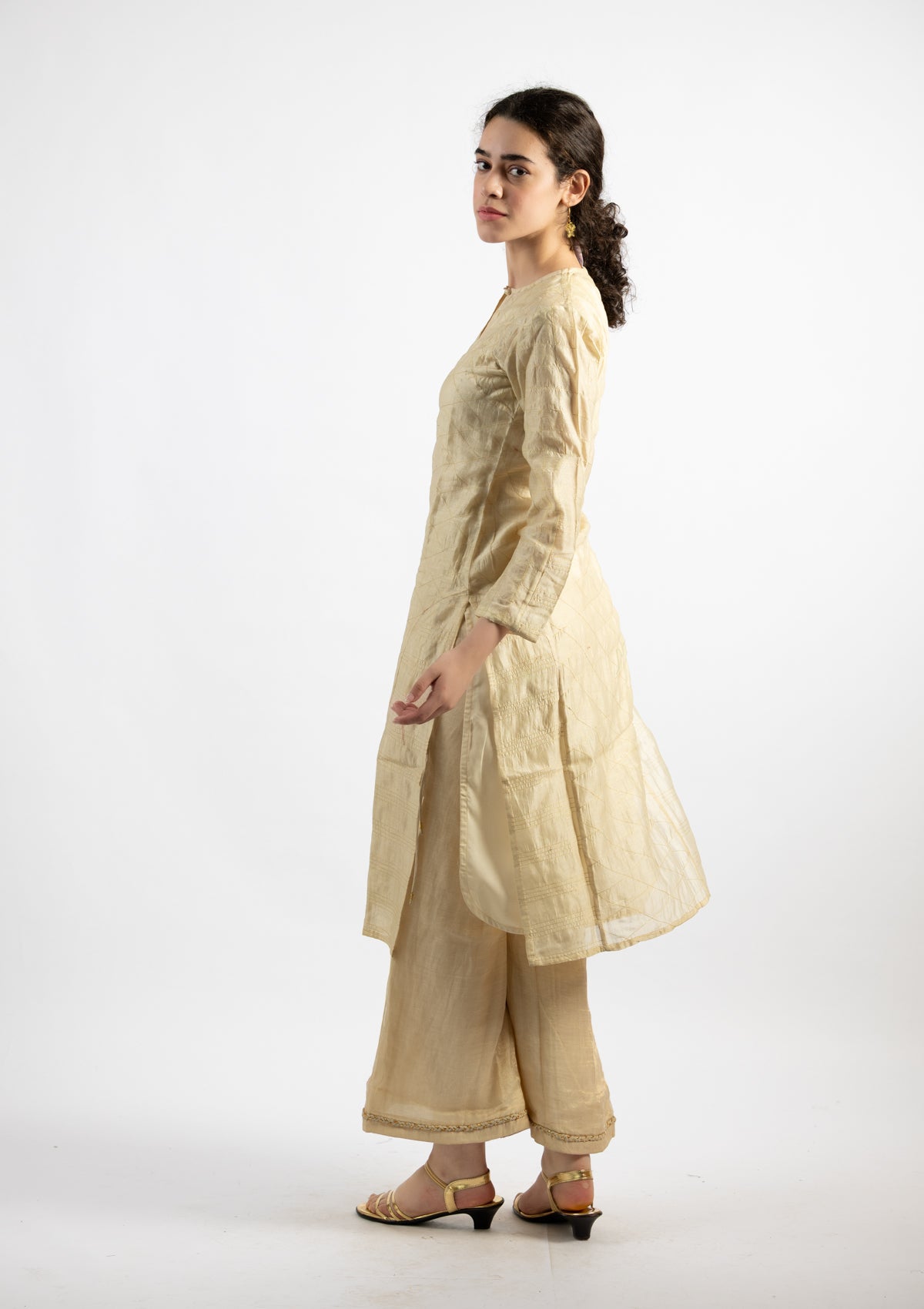 Dreamy Chanderi Kurta Pant Set- Size Small