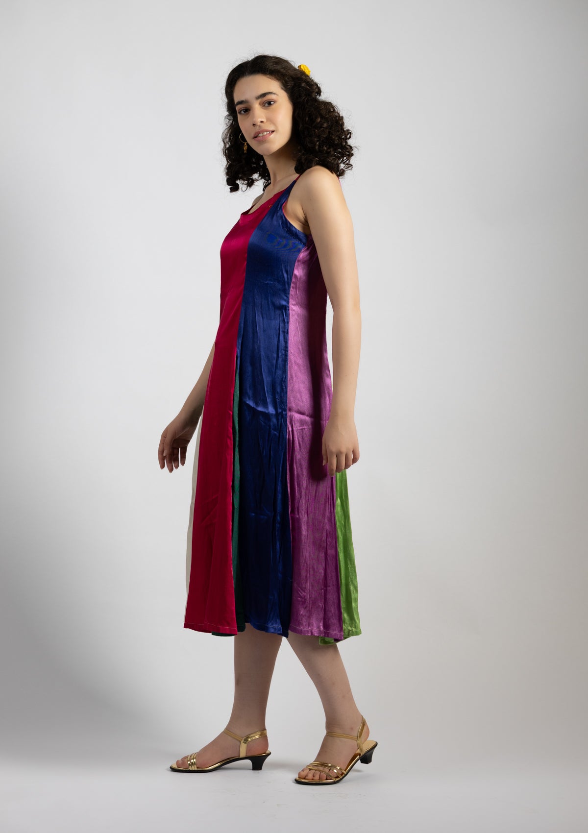 Jestier Multi Color Mashru Dress - Size Medium