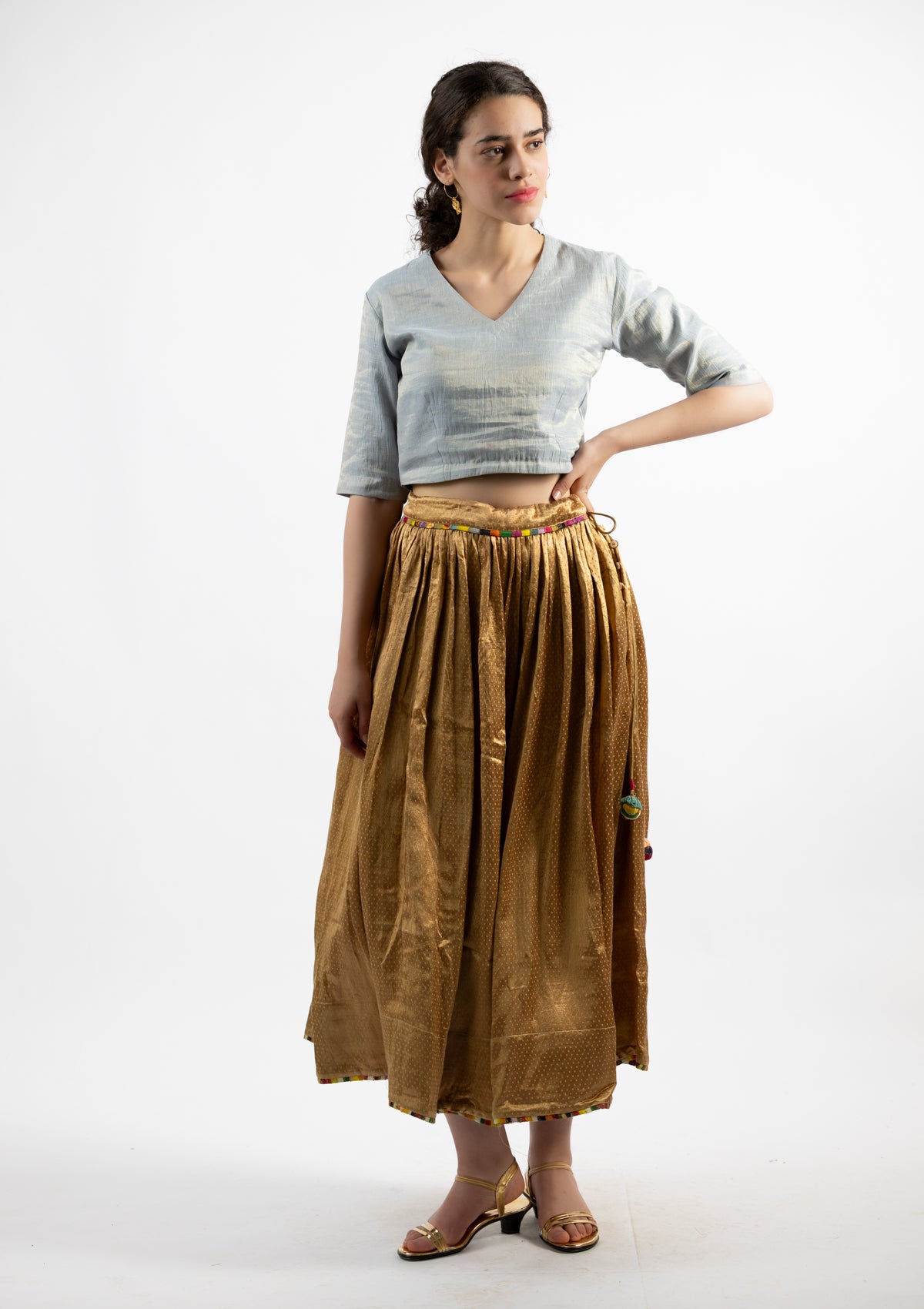 Azure Chanderi Tissue Blouse - Size Large