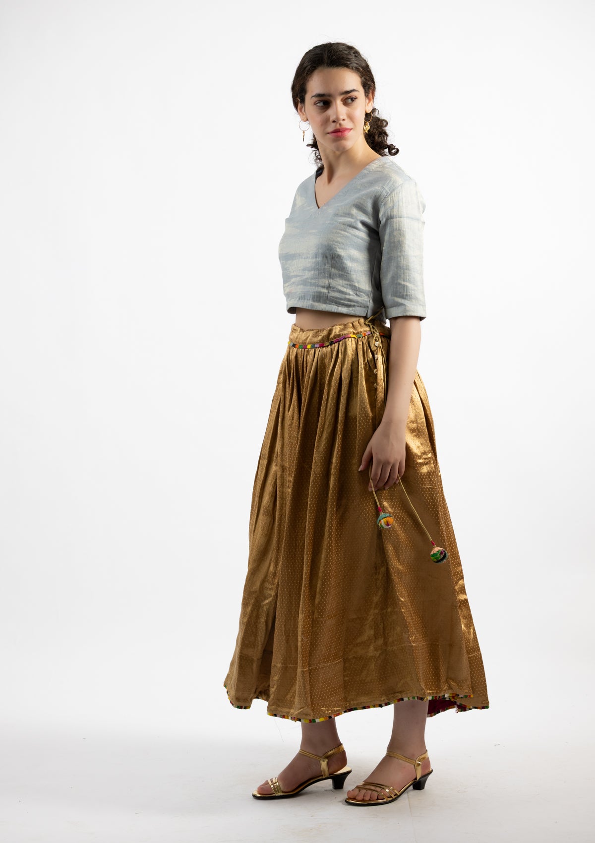 Azure Chanderi Tissue Blouse - Size Large