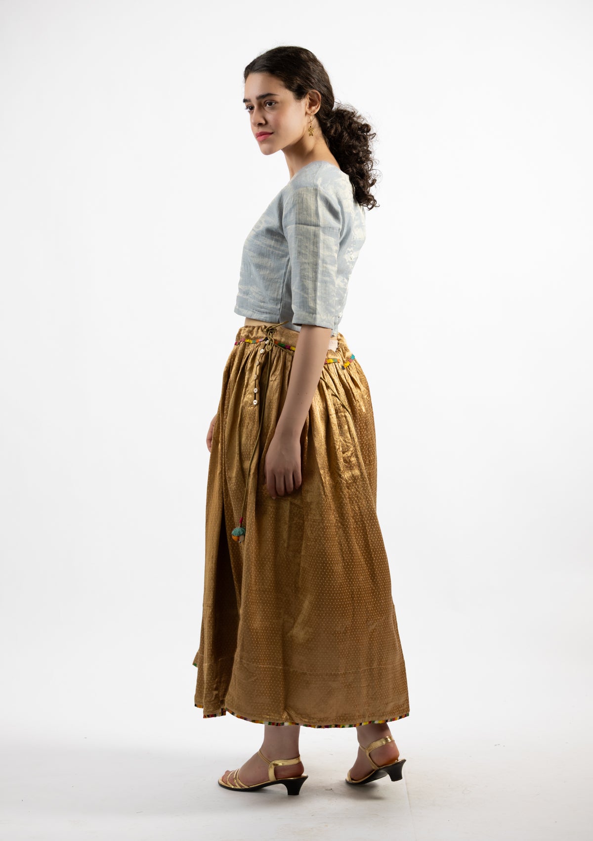 Azure Chanderi Tissue Blouse - Size Large