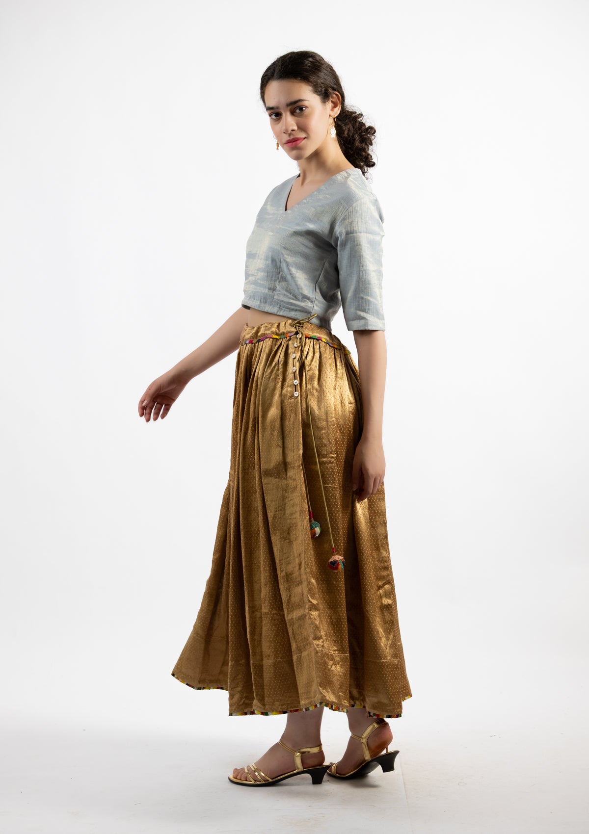 Azure Chanderi Tissue Blouse - Size Large