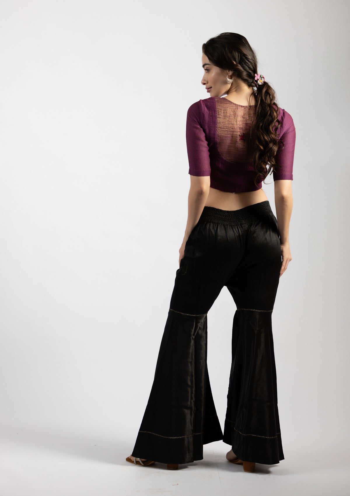 Old Burgundy Chanderi Blouse - Size Extra Small