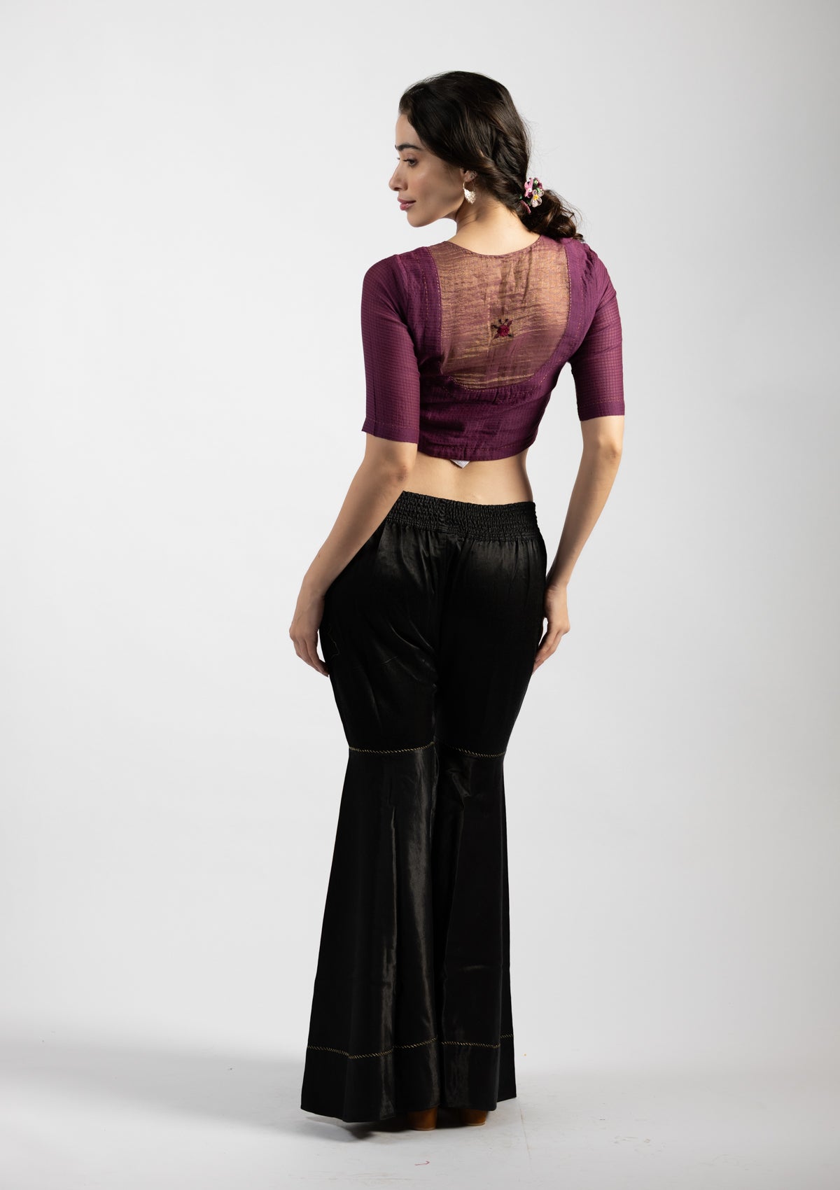 Old Burgundy Chanderi Blouse - Size Extra Small