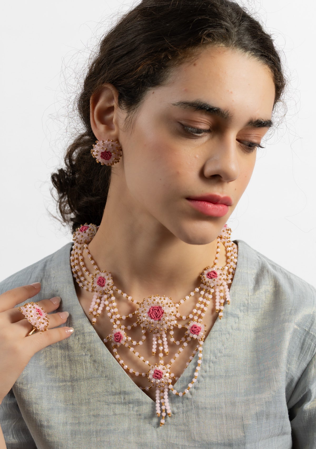 Elevia Floral Necklace & Earrings Set