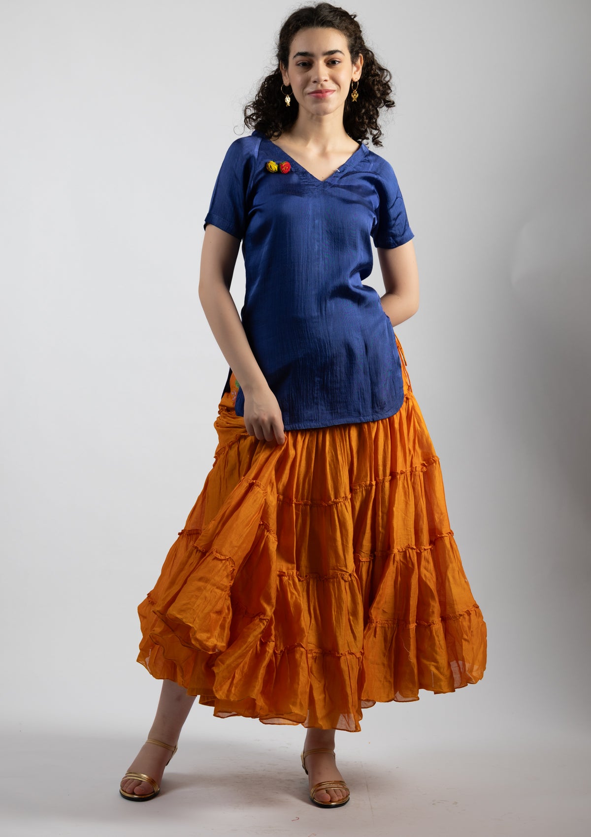 Amber Orange Cotton Skirt - Size Small