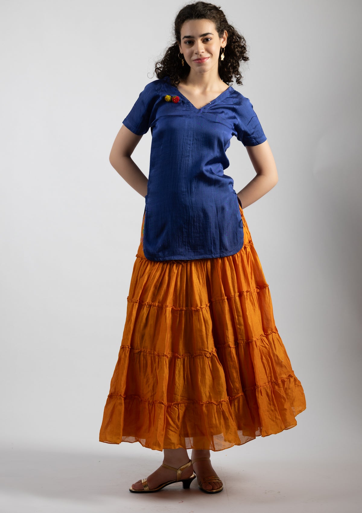 Amber Orange Cotton Skirt - Size Small