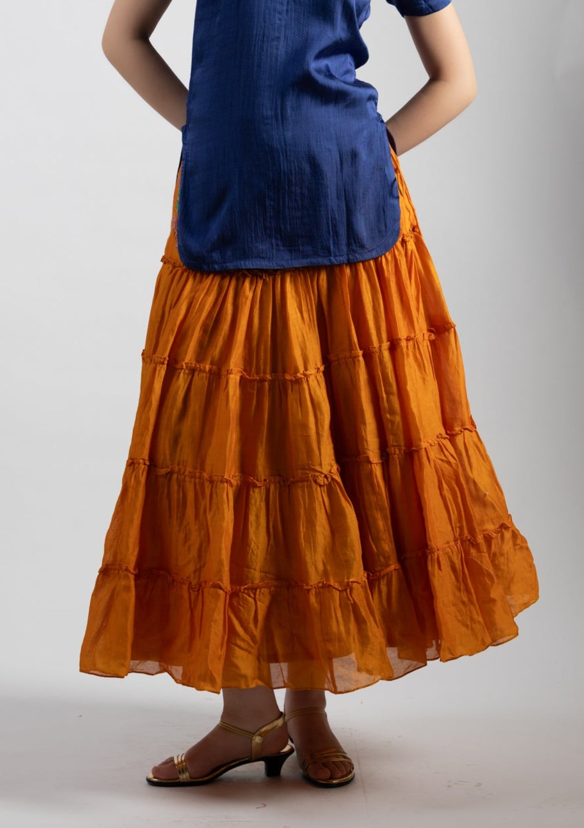 Amber Orange Cotton Skirt - Size Small