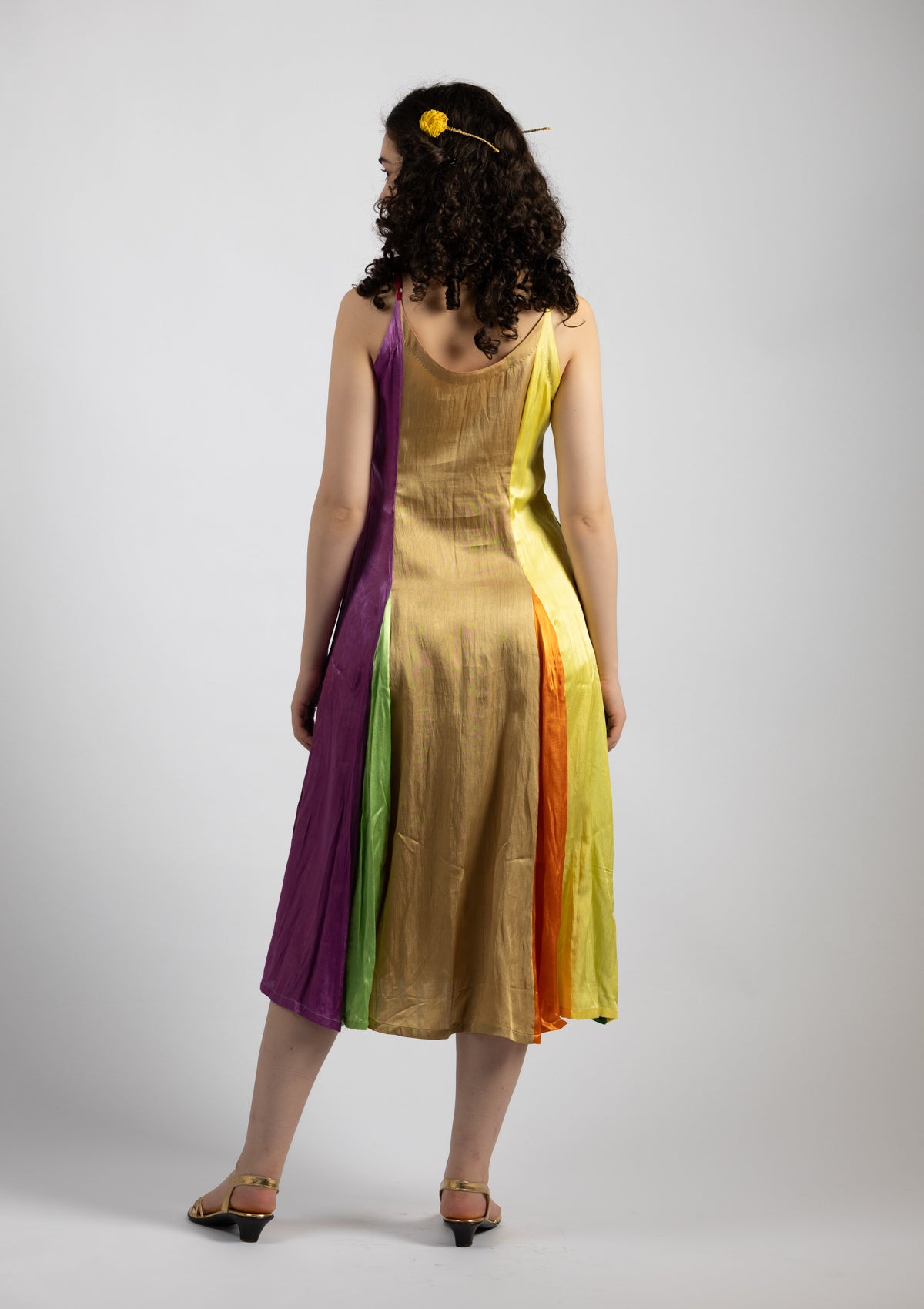 Jestier Multi Color Mashru Dress - Size Medium