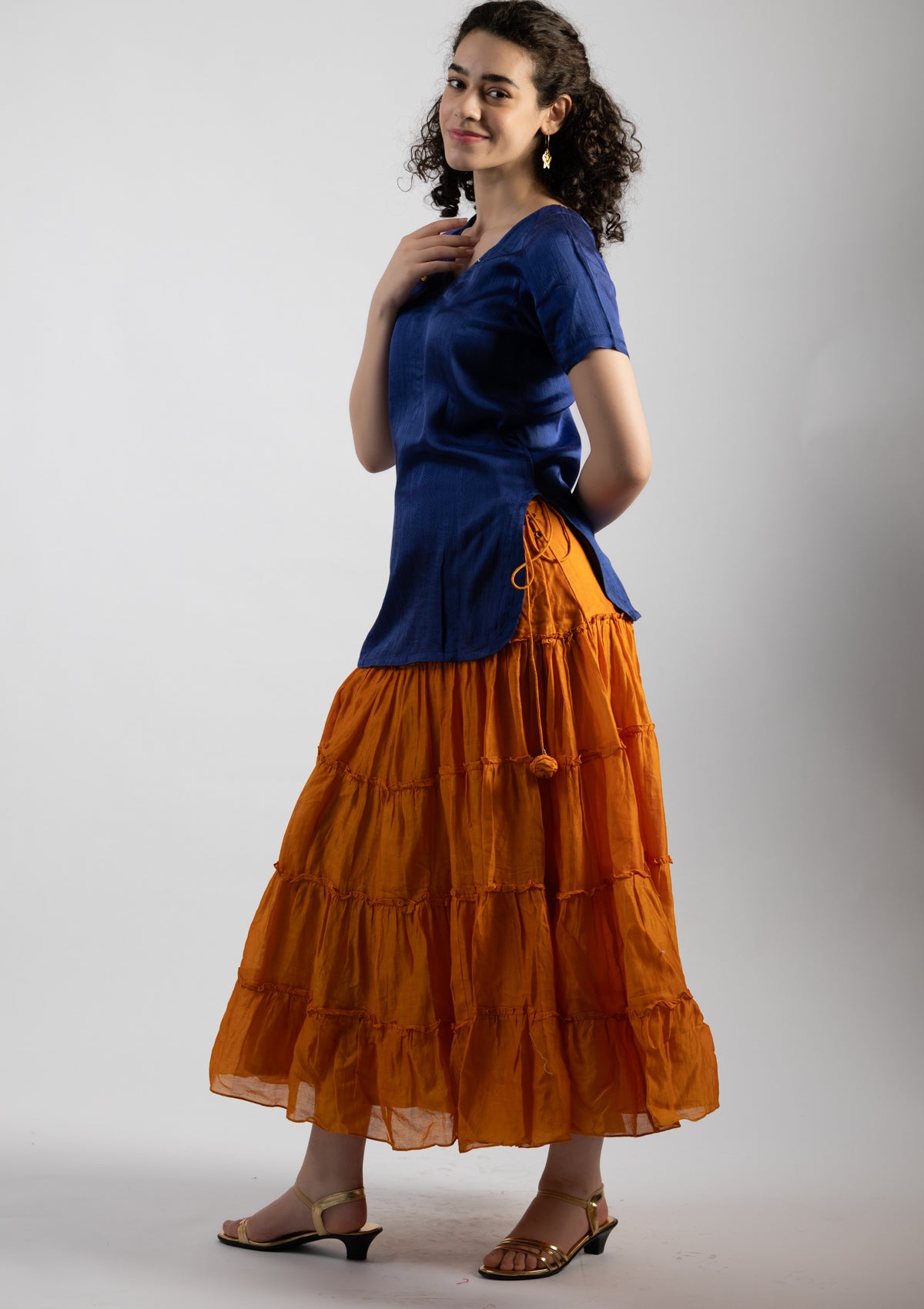 Amber Orange Cotton Skirt - Size Small