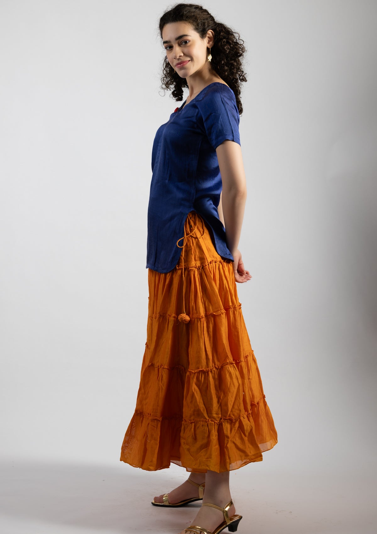 Amber Orange Cotton Skirt - Size Small