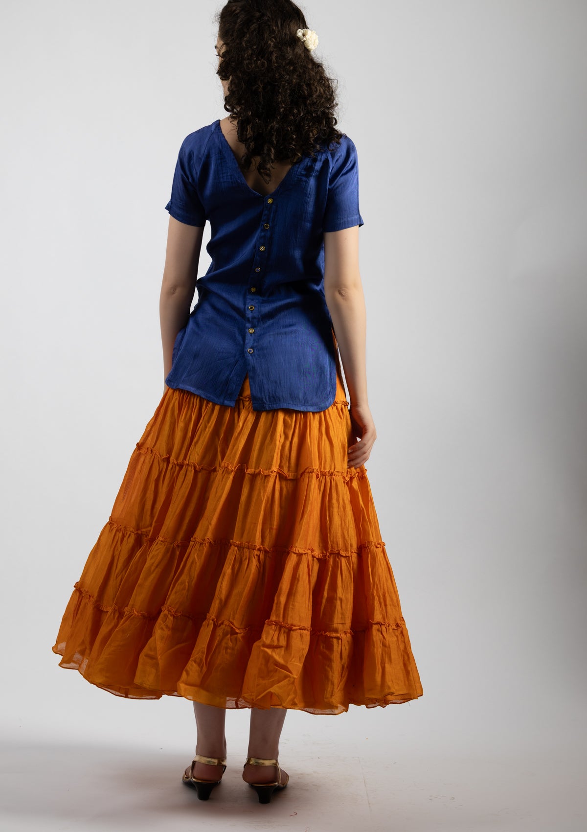 Amber Orange Cotton Skirt - Size Small