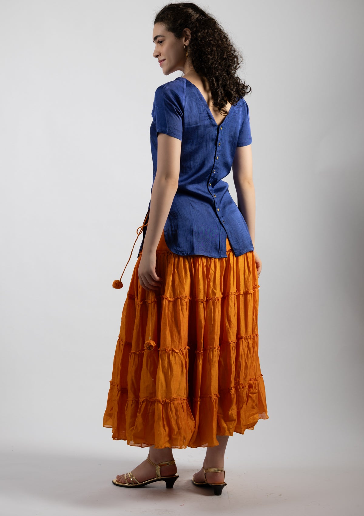 Amber Orange Cotton Skirt - Size Small