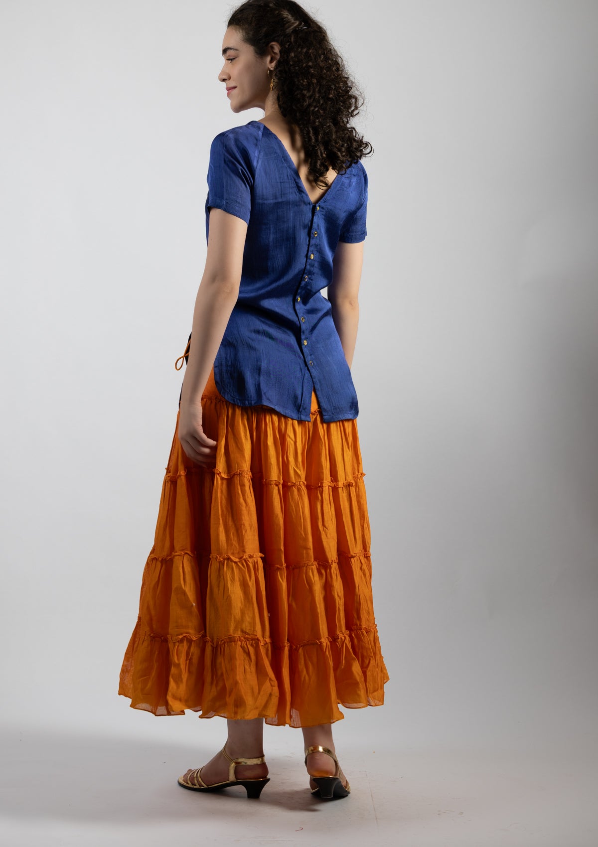 Amber Orange Cotton Skirt - Size Small