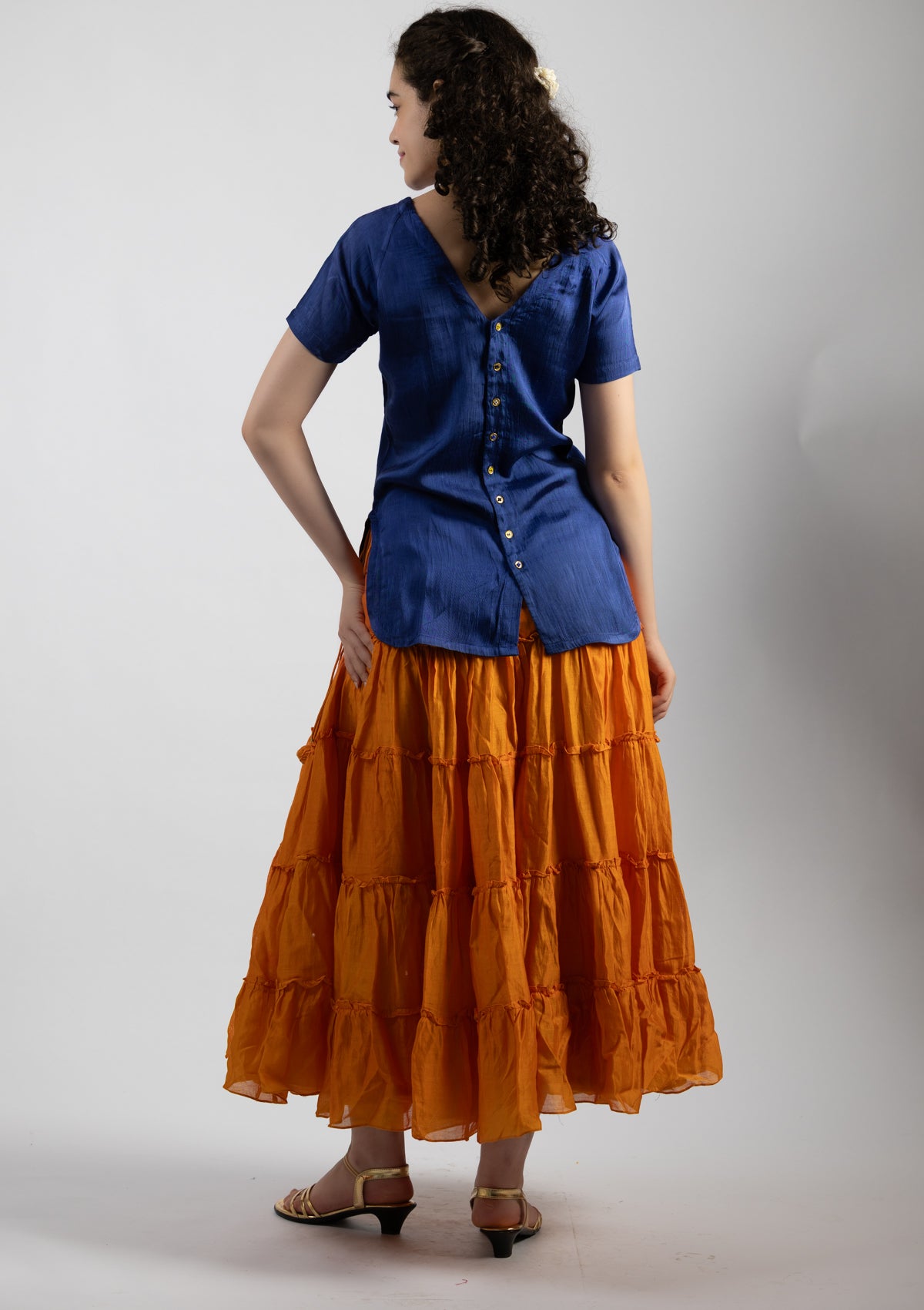 Amber Orange Cotton Skirt - Size Small