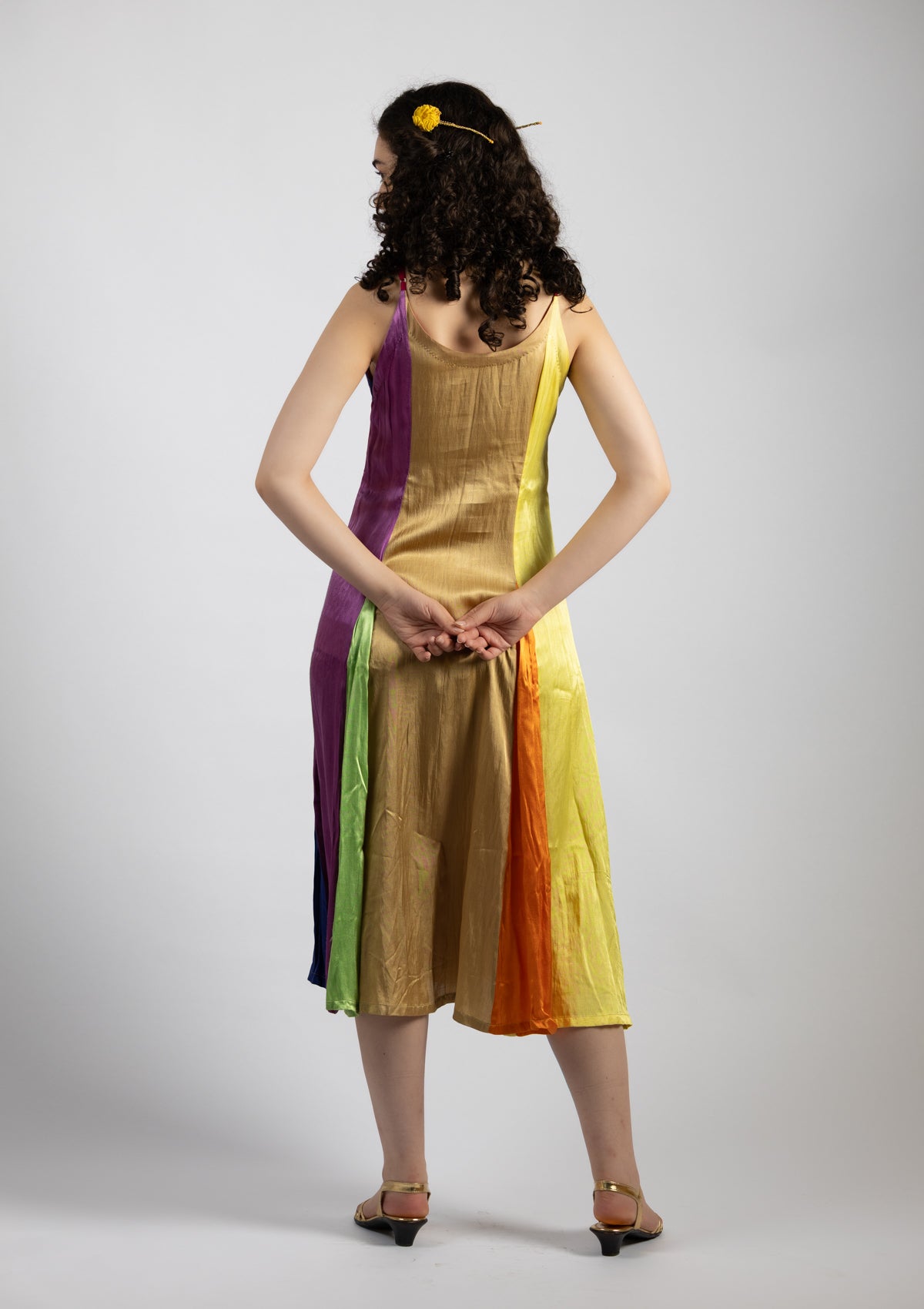 Jestier Multi Color Mashru Dress - Size Medium