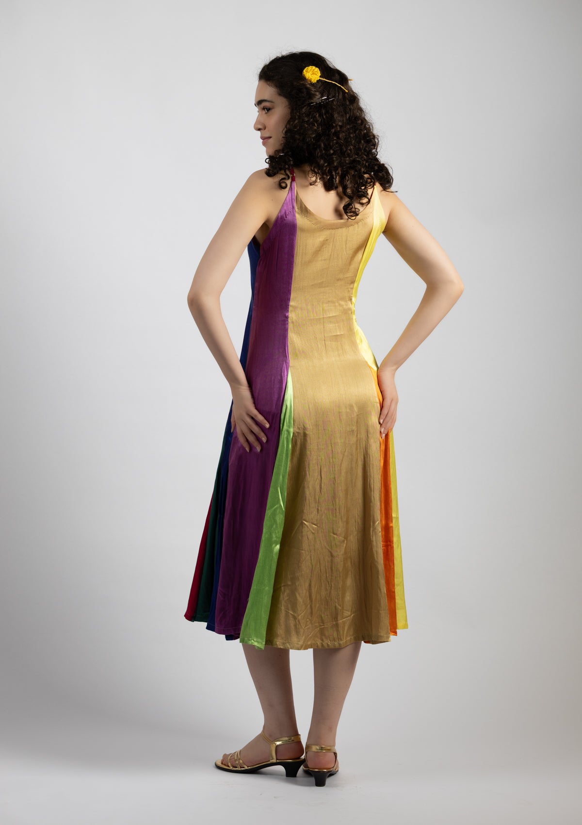 Jestier Multi Color Mashru Dress - Size Medium