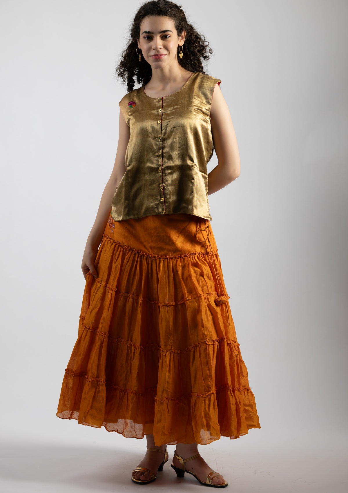 Rami Golden Mashru Jacket - Size Large