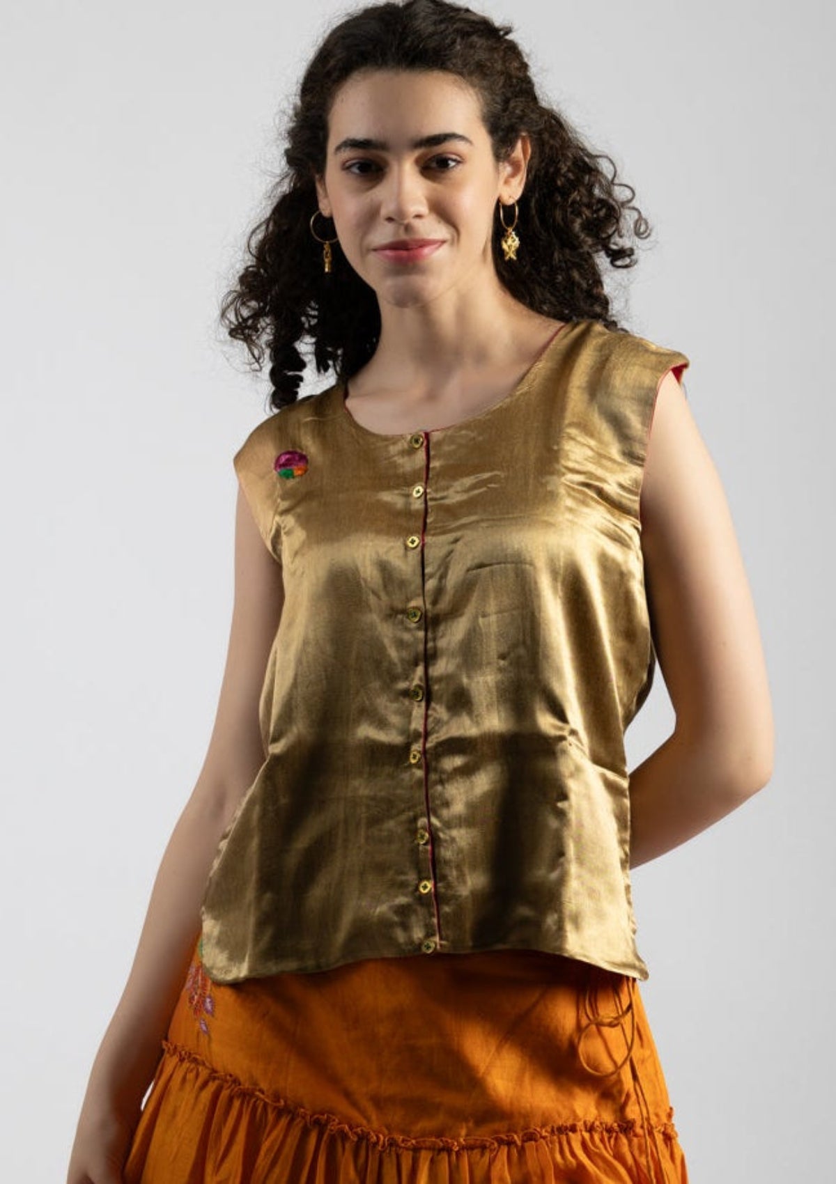 Rami Golden Mashru Jacket - Size Medium