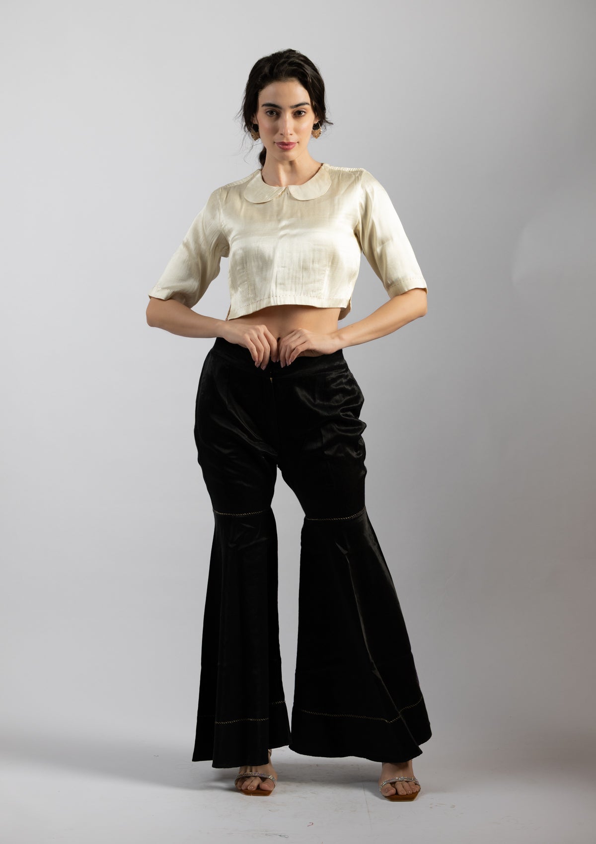 Swan White Mashru Top - Size Small