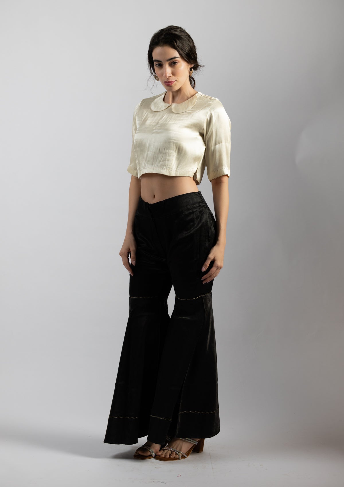 Swan White Mashru Top - Size Small