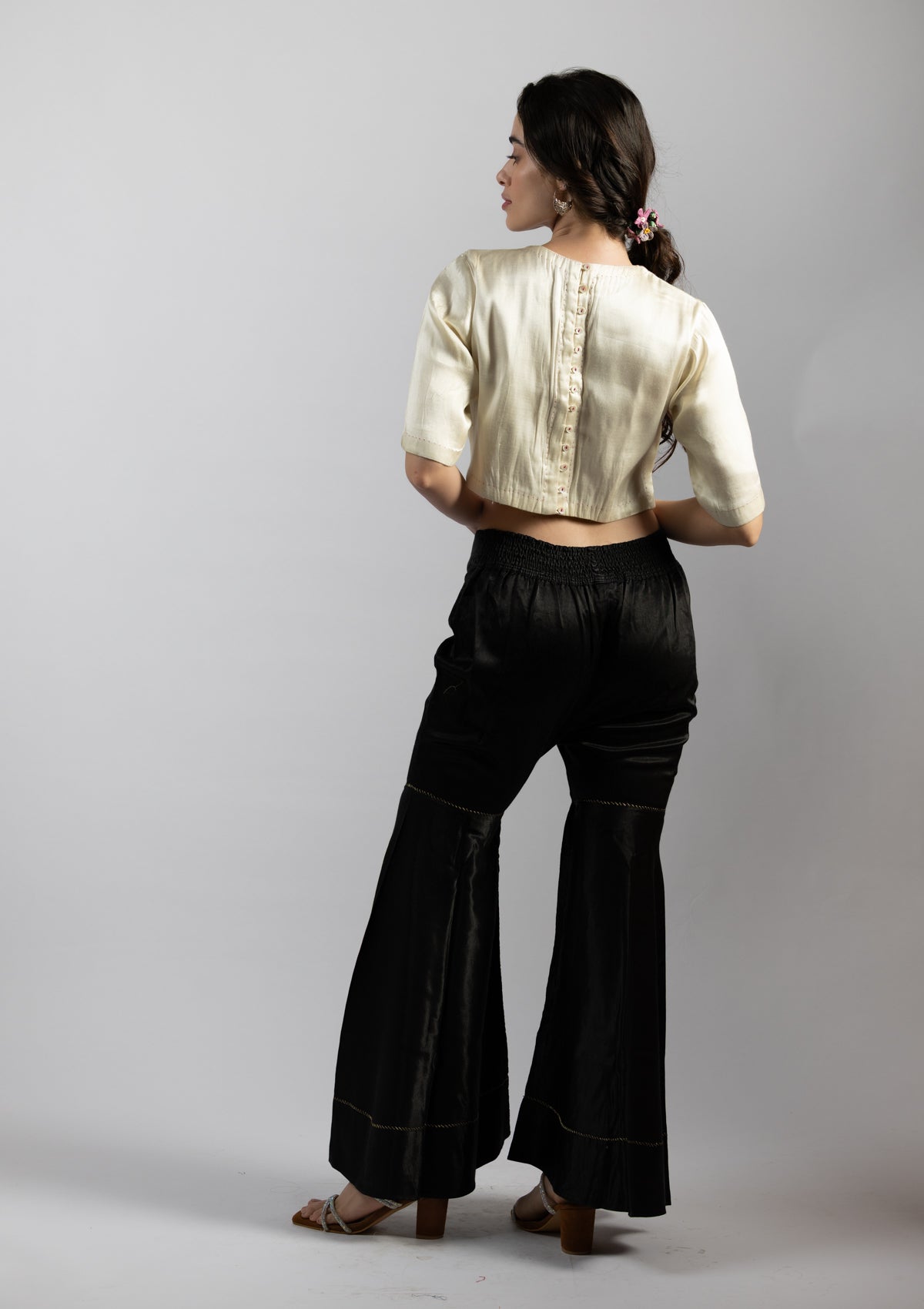 Swan White Mashru Top - Size Small