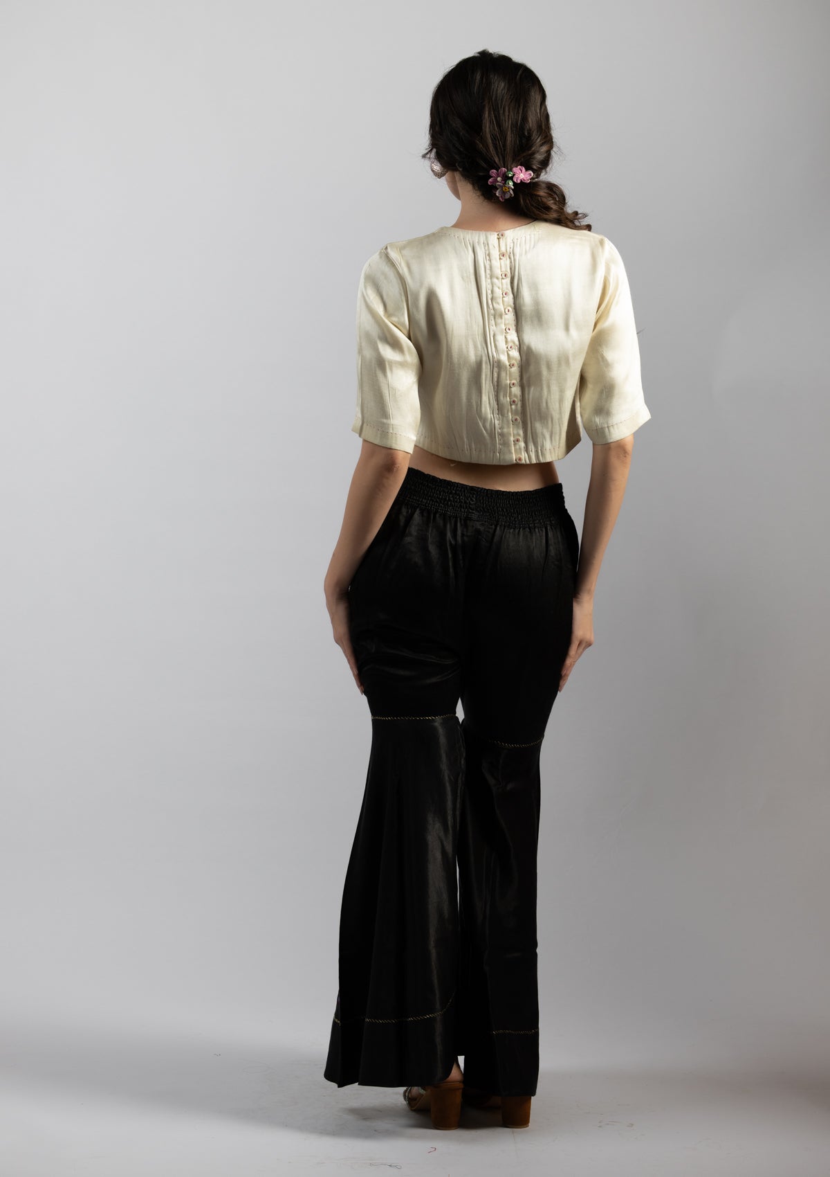 Swan White Mashru Top - Size Small