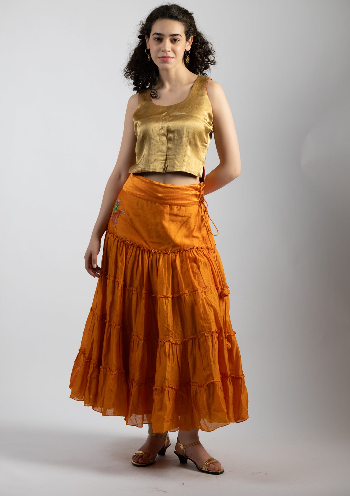 Sona Golden Mashru Top - Size Small