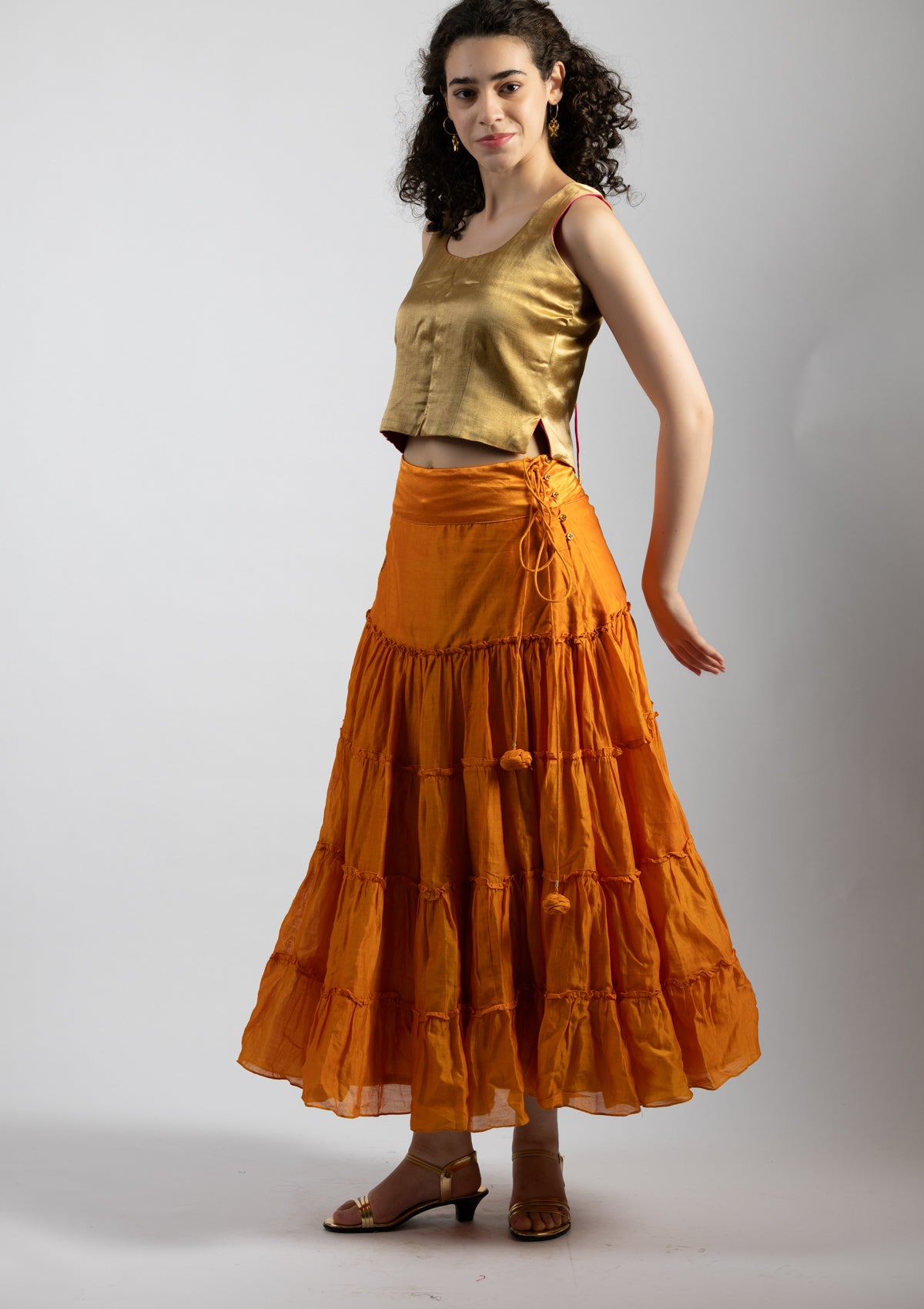 Sona Golden Mashru Top - Size Small